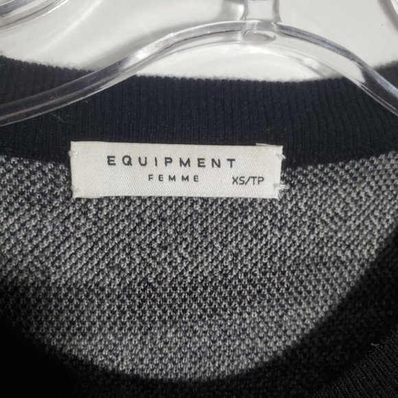 Equipment Femme Ondine Sweater 100% Wool Abstract Zebra Animal Print Quiet XS - Picture 2 of 12